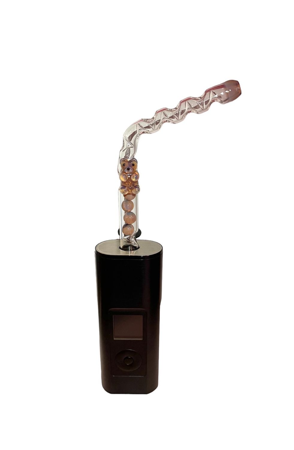 Solo Giraffe Stem With Dense Chocolate Opal Cooling Marbles, A Matching Gummy Bear Attachment Made By @EricDuyetteGlass, And A Matching Tapered Mouthpiece