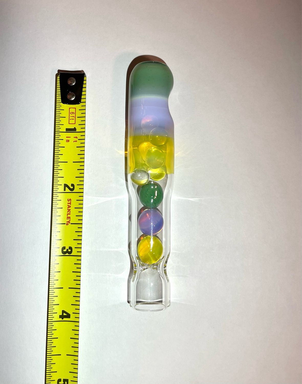 Tinymight Encalmo Wide Stem With Sea Slyme, Neo Opal, And Yellow Opal Matching Cooling Marbles, Cooling Spikes, And A Tapered Mouthpiece