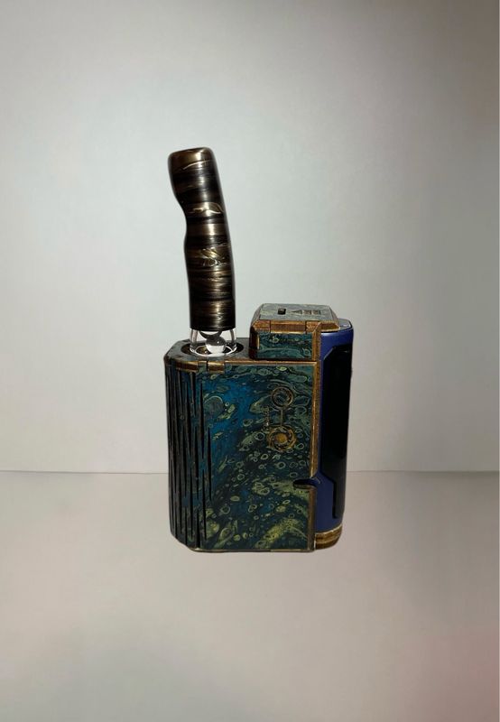 Tetra P80 Electrum Bendy Stem With Cooling Marbles, A Tapered Mouthpiece, And A Matching Electrum Marble In The Bottom Section