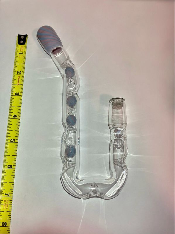 Tetra P80 U Hook With Periwinkle And Siberia Swirled Cooling Marbles, Cooling Spikes, And A Matching Tapered Mouthpiece