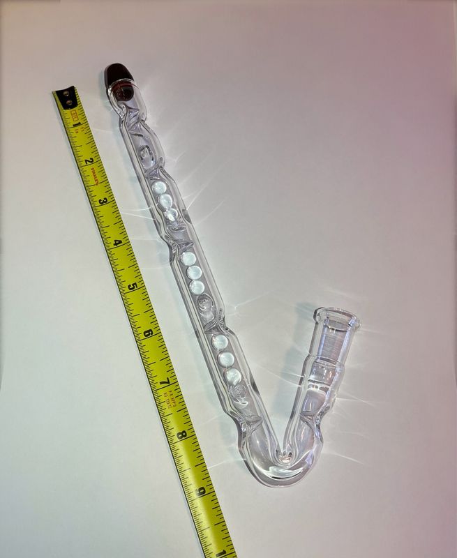 14mm Female Joint J Hook With Cooling Marbles, Cooling Spikes, And A Dalbergia Wood Mouthpiece Made By @WoodyVapors
