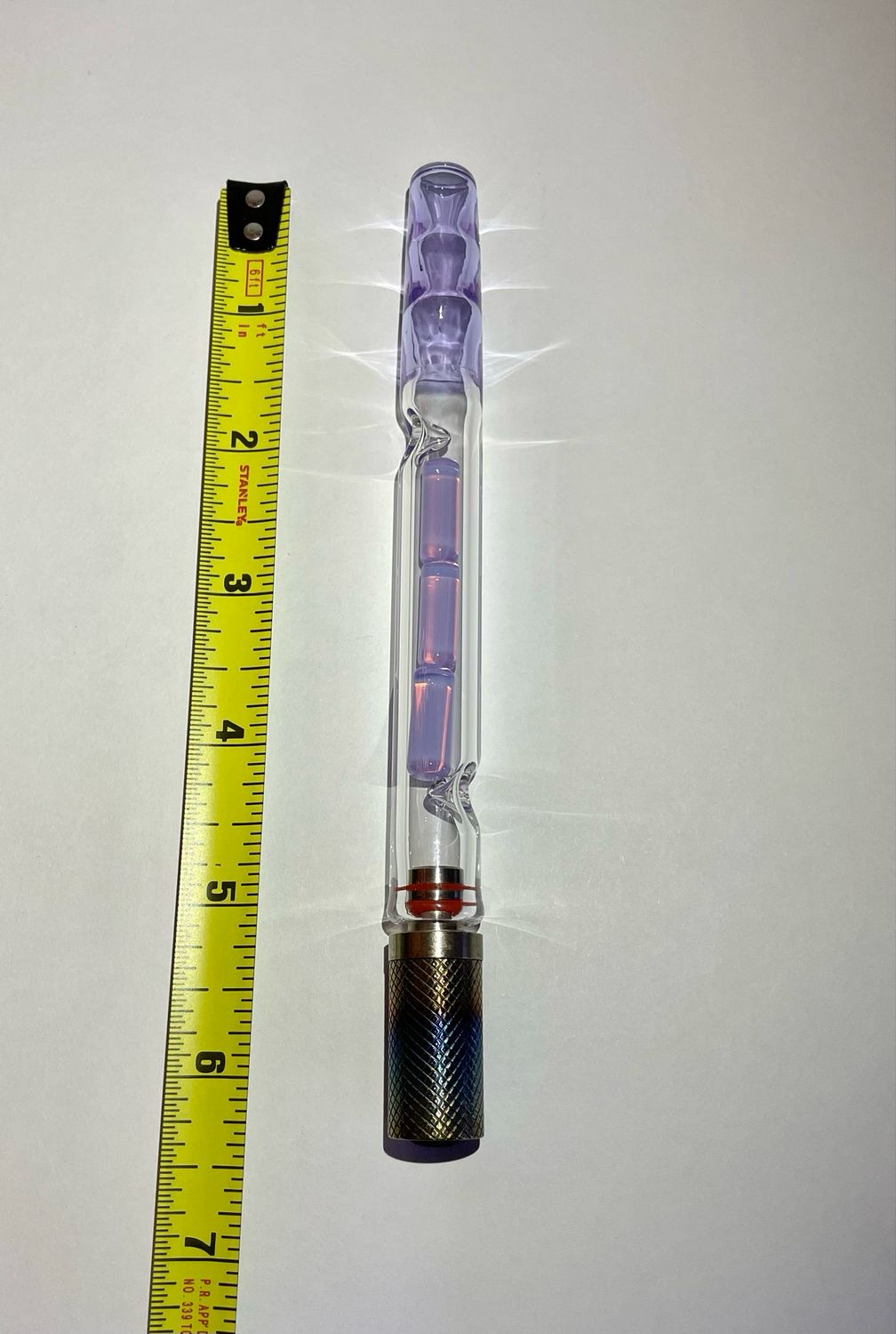 Stunner And Dani 14mm WPA Heavy Wall Stem With Amethyst Opal Cooling Logs And A Matching Mouthpiece/Joint