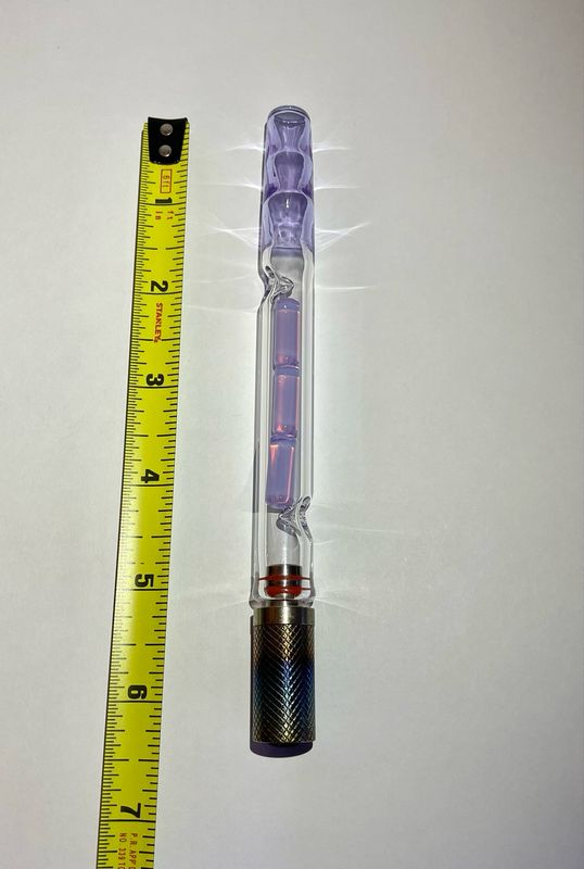 Stunner And Dani 14mm WPA Heavy Wall Stem With Amethyst Opal Cooling Logs And A Matching Mouthpiece/Joint