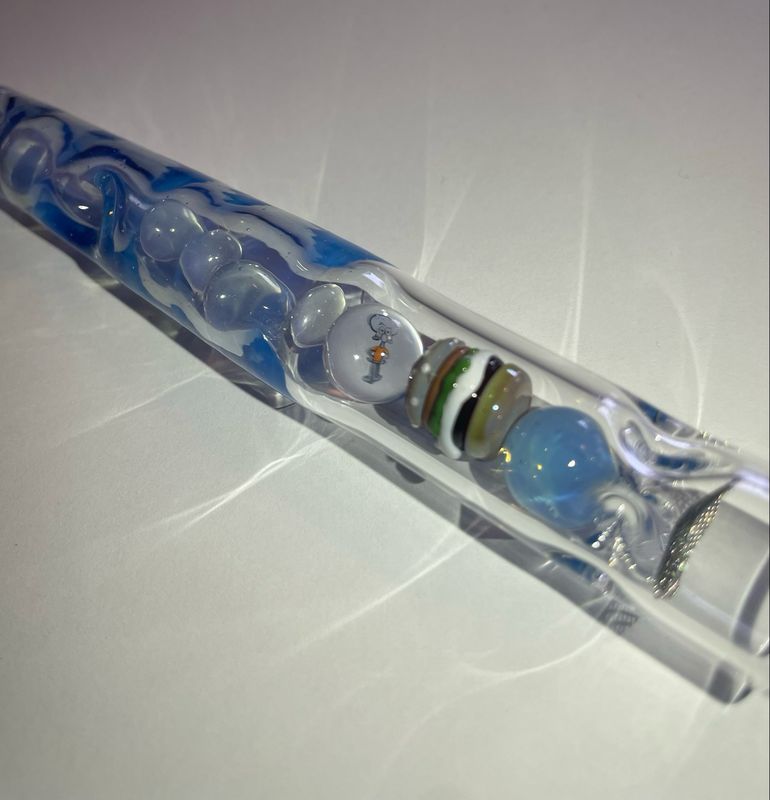 Tinymight 14mm WPA Stem With An O Zone Cooling Marble, A Matching Mouthpiece/Joint, A Squidward Milli, And An Internal Cheeseburger Made By @EricDuyetteGlass Tinymight 14mm WPA Stem With An O Zone Cooling Marble, A Matching Mouthpiece/Joint, A Squidward Milli, And An Internal Cheeseburger Made By @EricDuyetteGlass