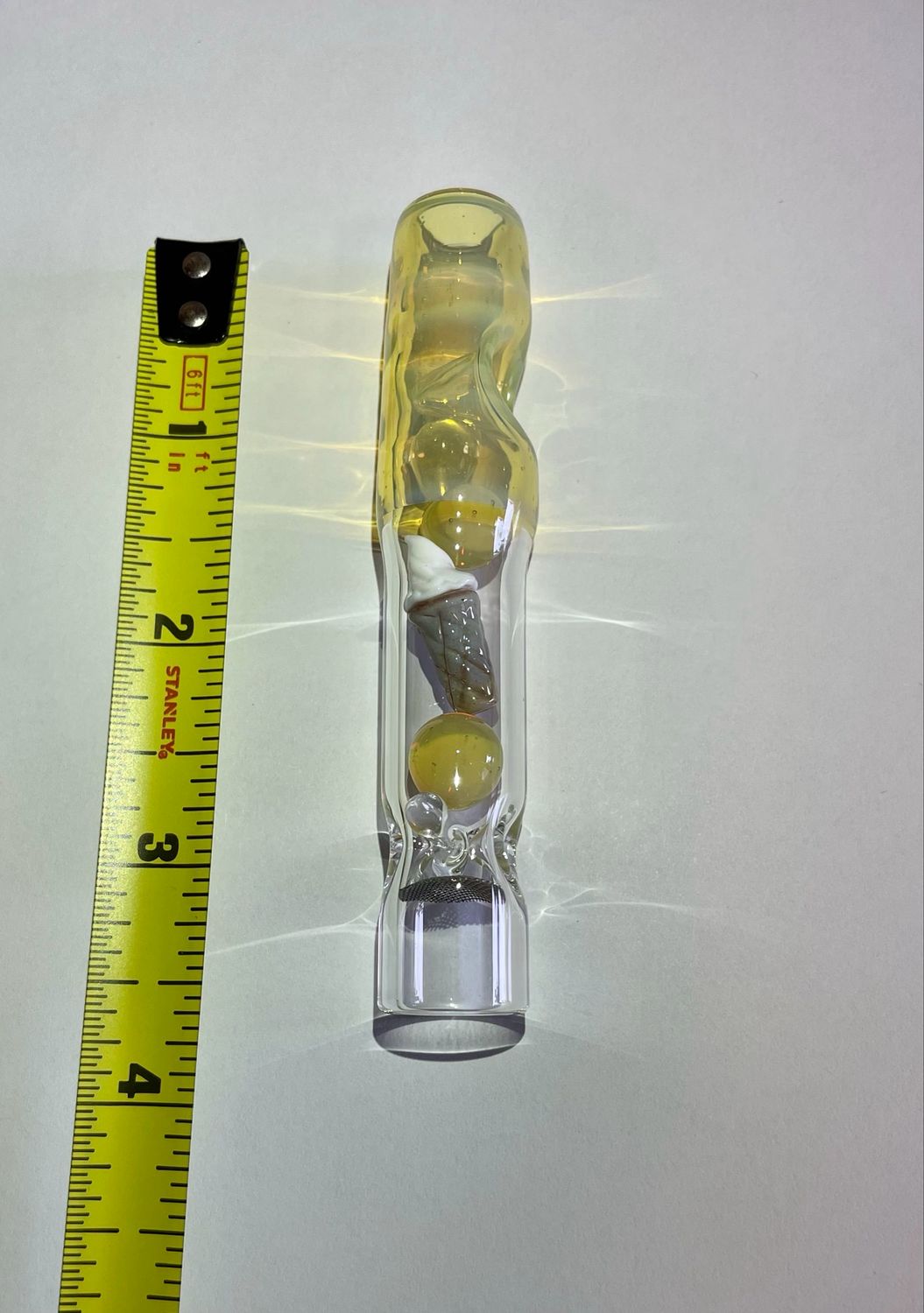 Tinymight 18mm WPA Stem With Creme Brulee Cooling Marbles, A Matching Mouthpiece/Joint, And An Internal Vanilla Ice Cream Cone Made By @EricDuyetteGlass