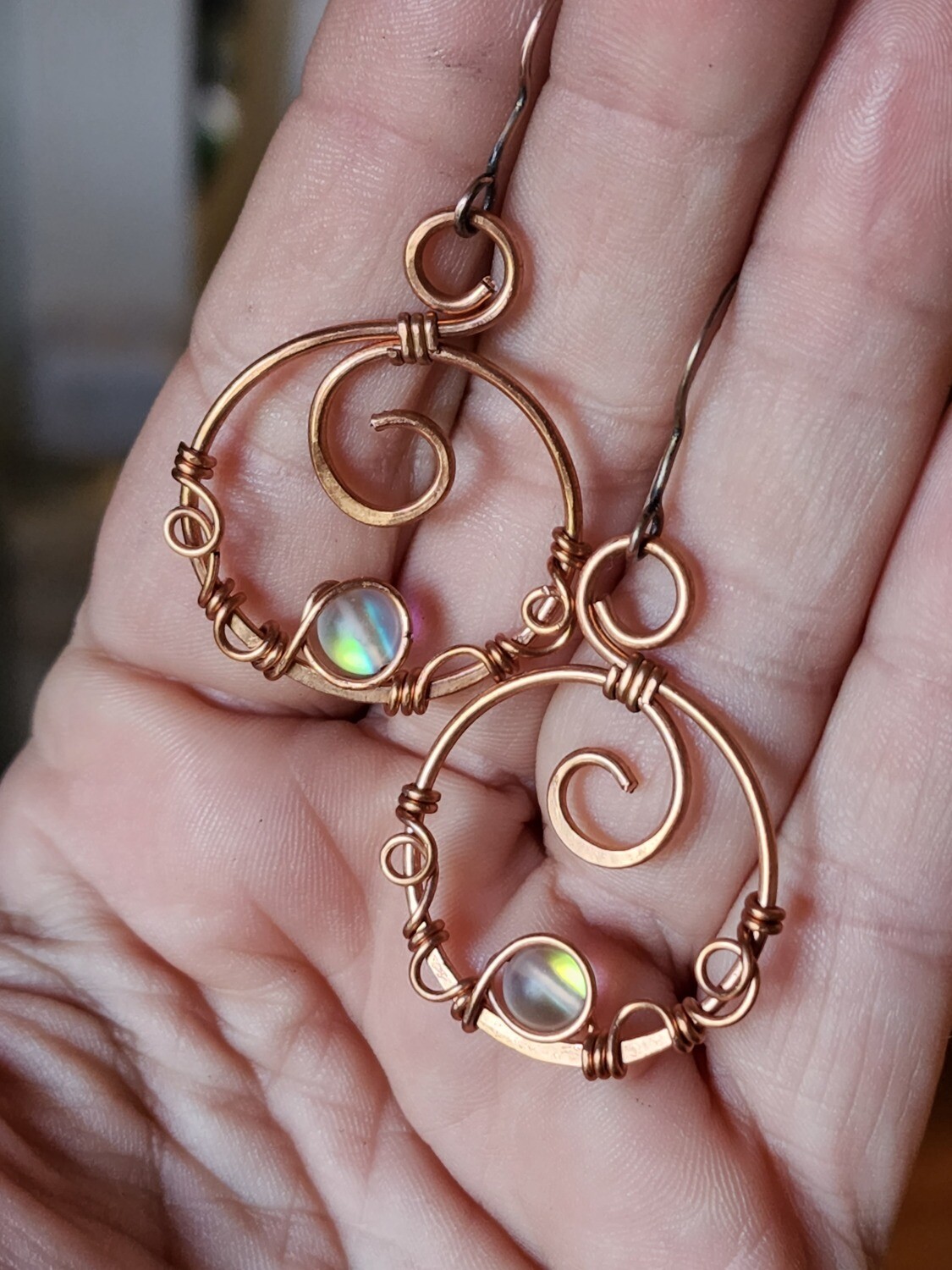 Mermaid Glass Copper Earrings - Ariel