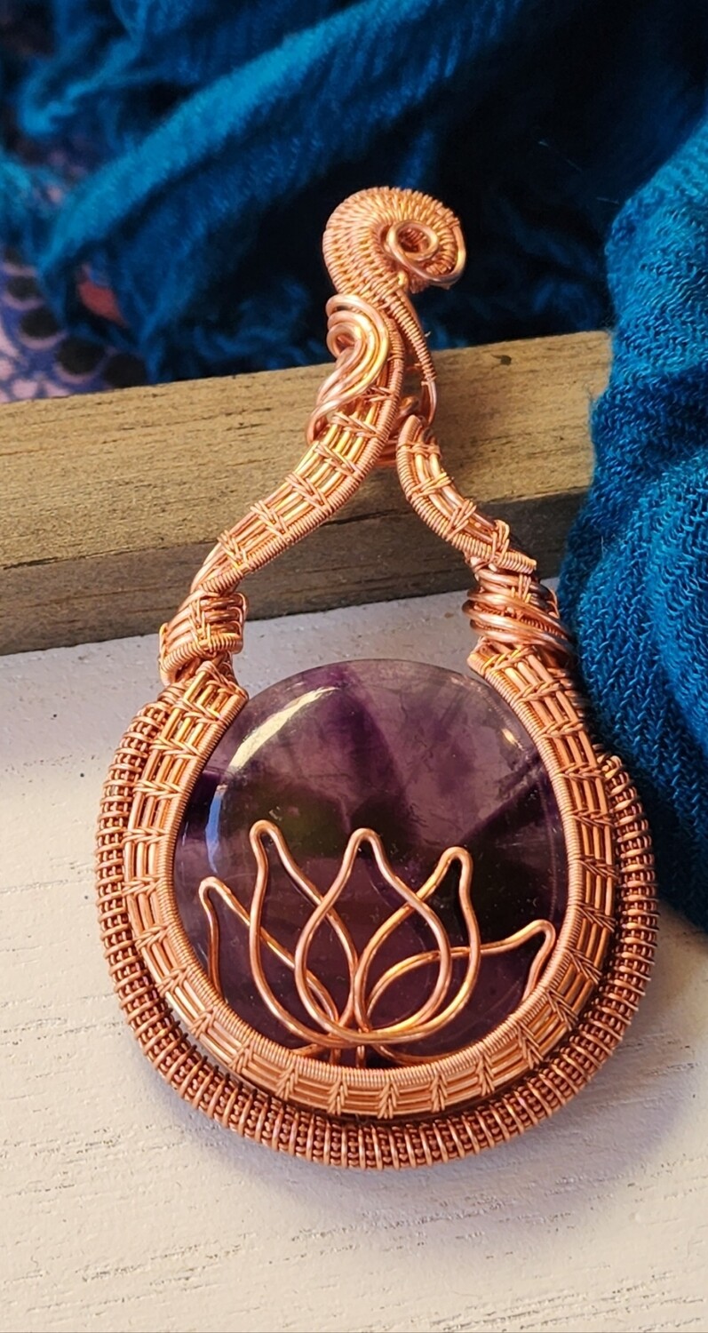 Amethyst Copper Pendant- Violet Lotus