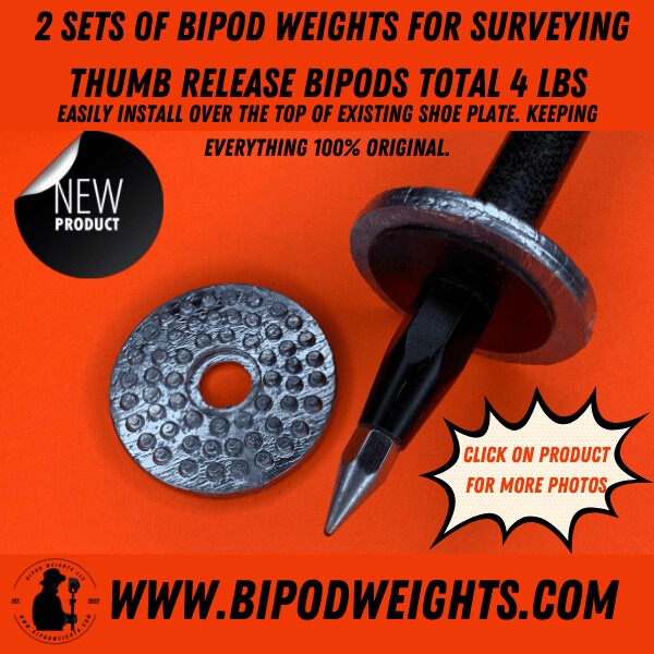 2 Sets of Bipod Weights For Surveying Thumb Release Bipods Total Weight 4 Lbs. FREE SHIPPING USA*