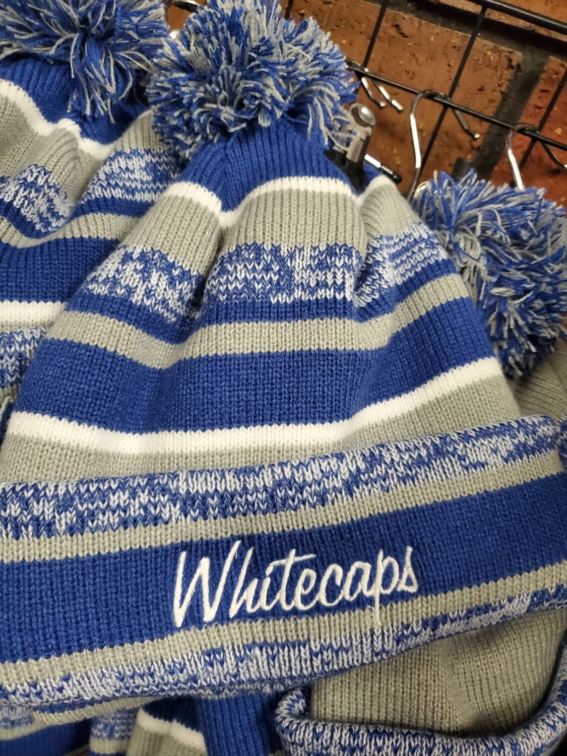 Cap America Beanie with Pom and Text