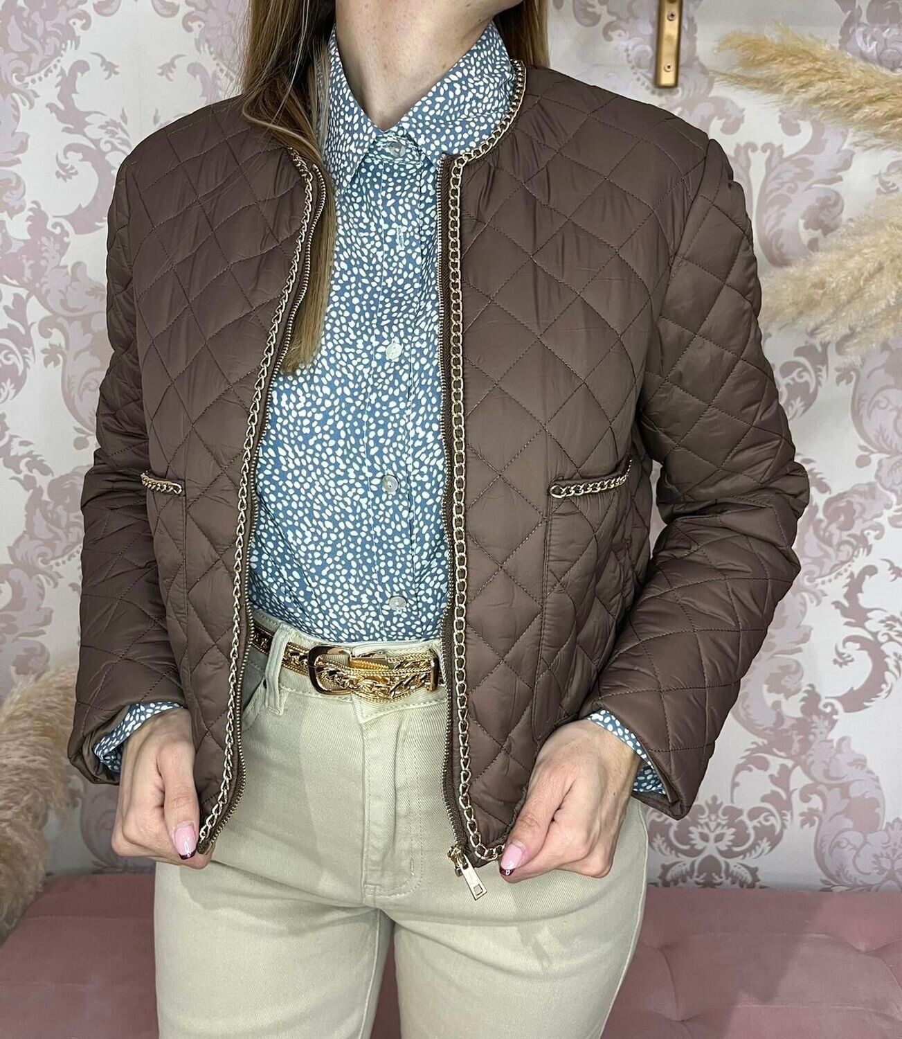 Chaqueta Acolchada Cadena Marrón