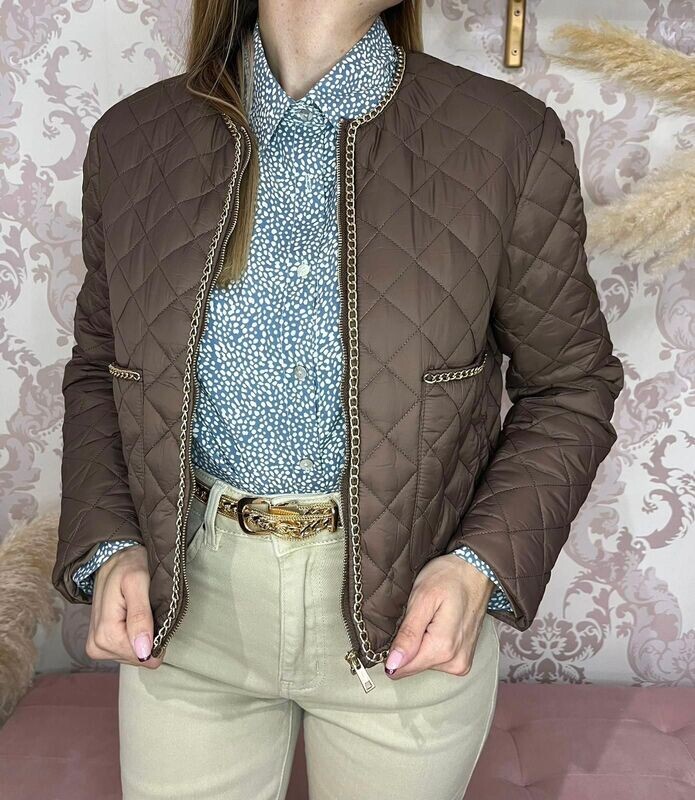 Chaqueta Acolchada Cadena Marrón Chaqueta Acolchada Cadena Marrón