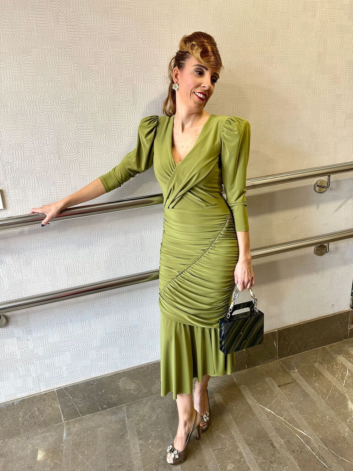 Vestido Ninna Satén Verde