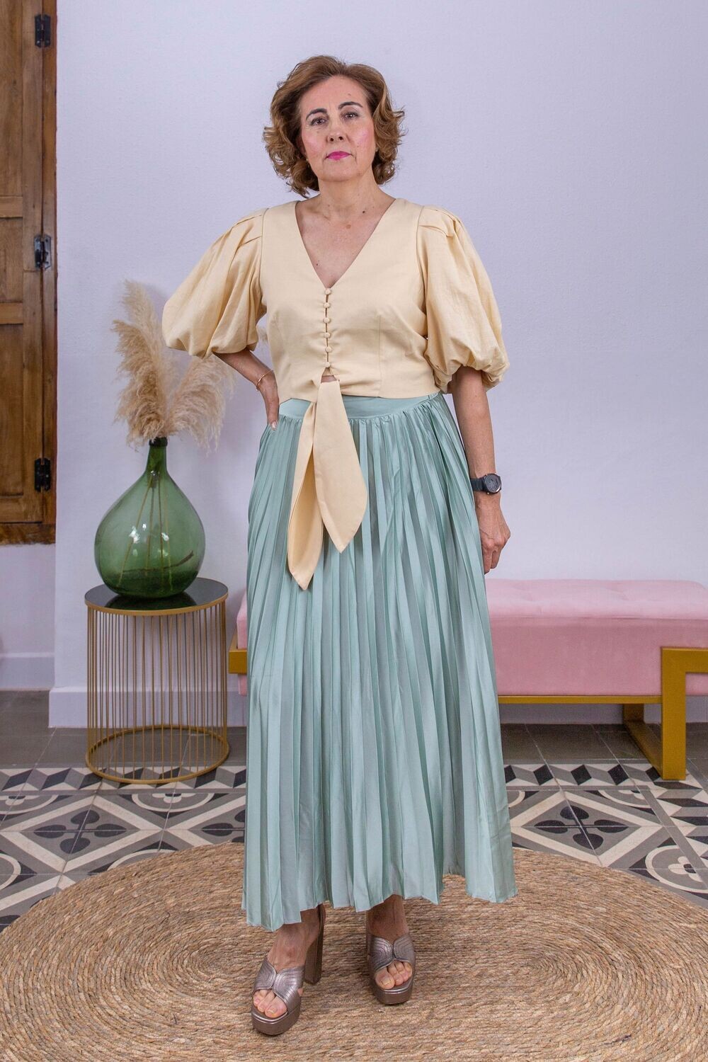 Falda Plisada Verde