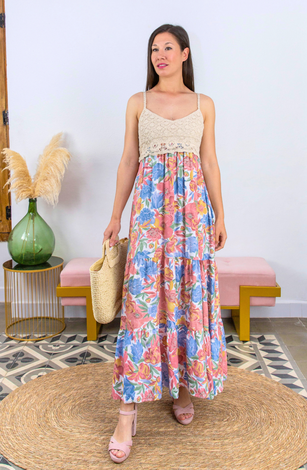 Vestido Combinado Estampado