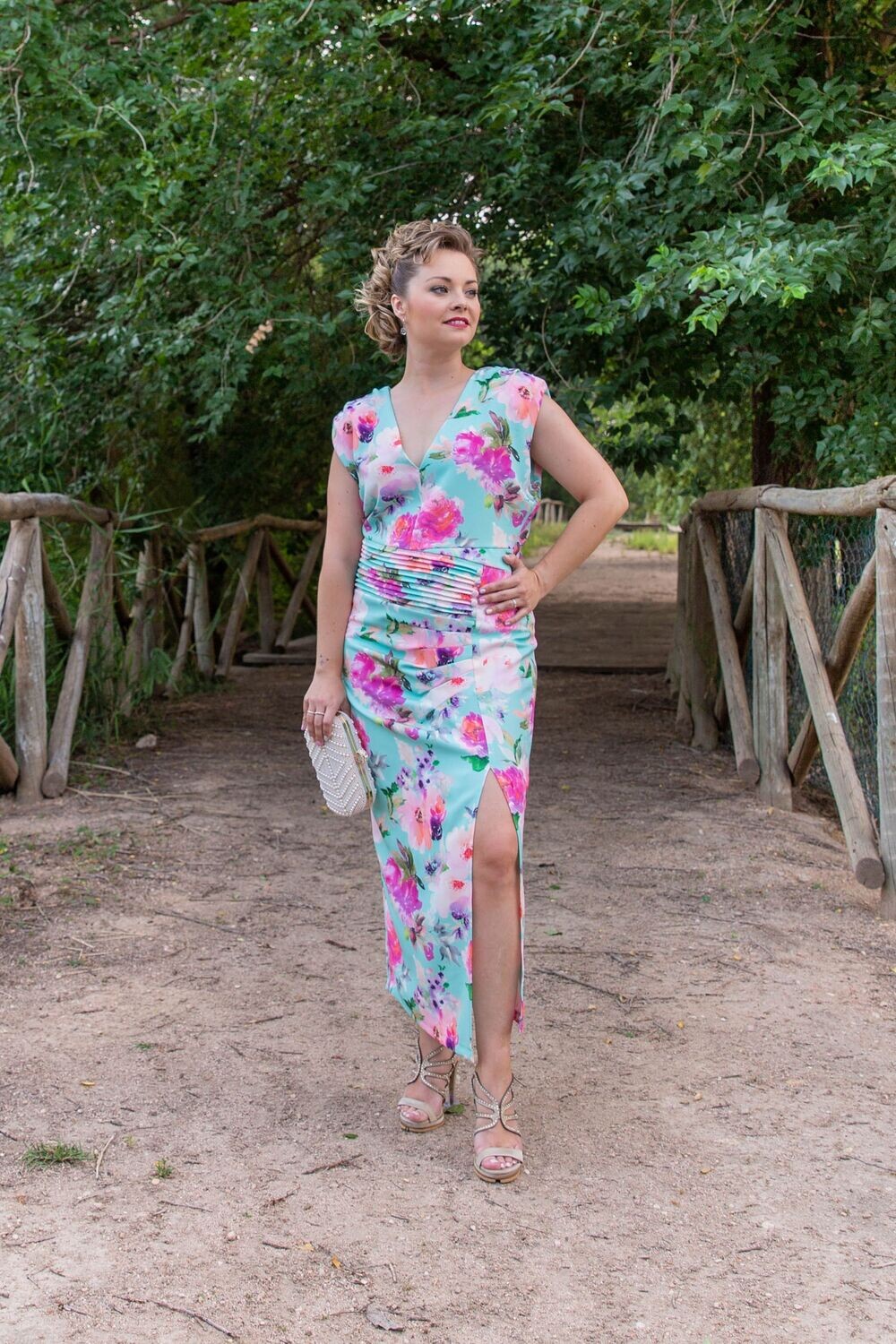 Vestido Midi Frunce Estampado