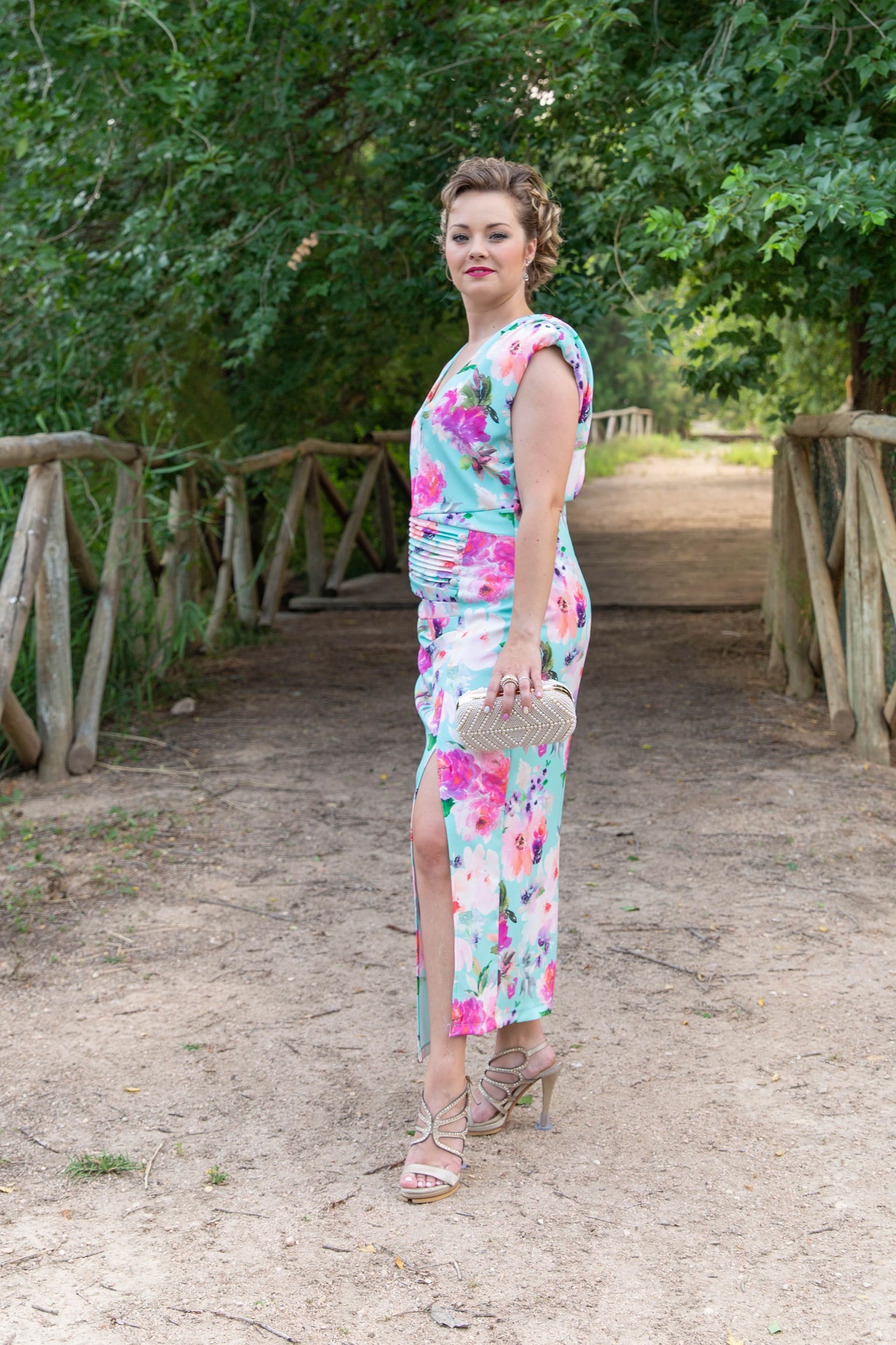 Vestido Midi Frunce Estampado
