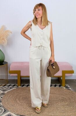 Pantalón Fluido Beige