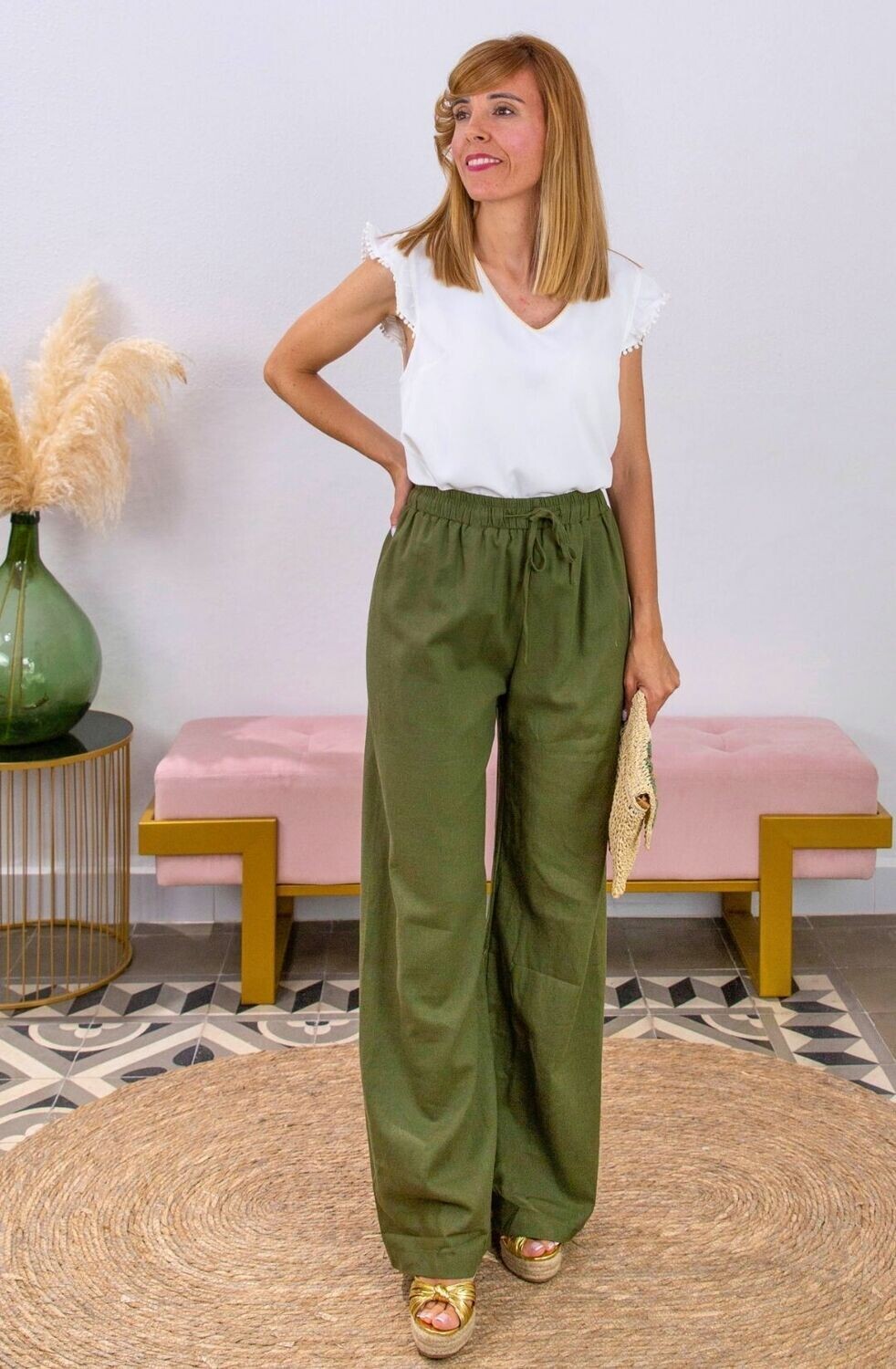 Pantalón Lino Lazada Marrón