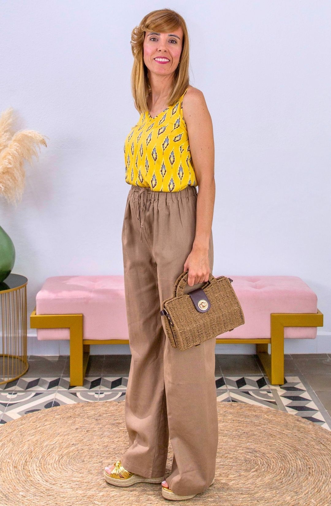 Pantalón Lino Lazada Marrón