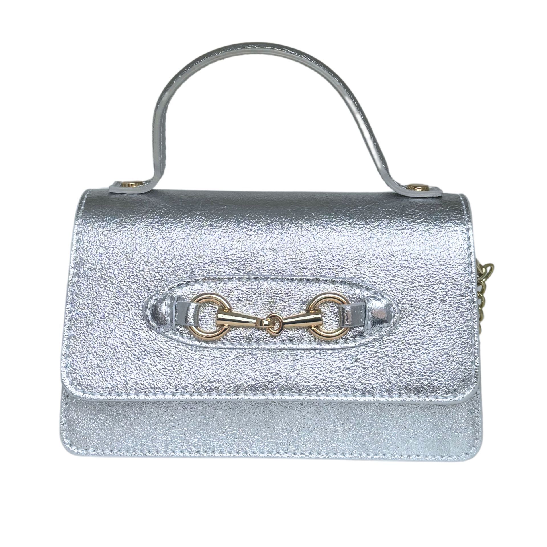 Bolso Plata Piel Cadena