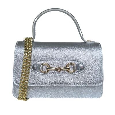 Bolso Plata Piel Cadena