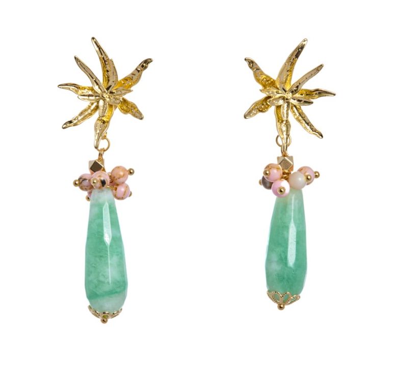 Pendientes Milos Verde - Chapado en oro 18k