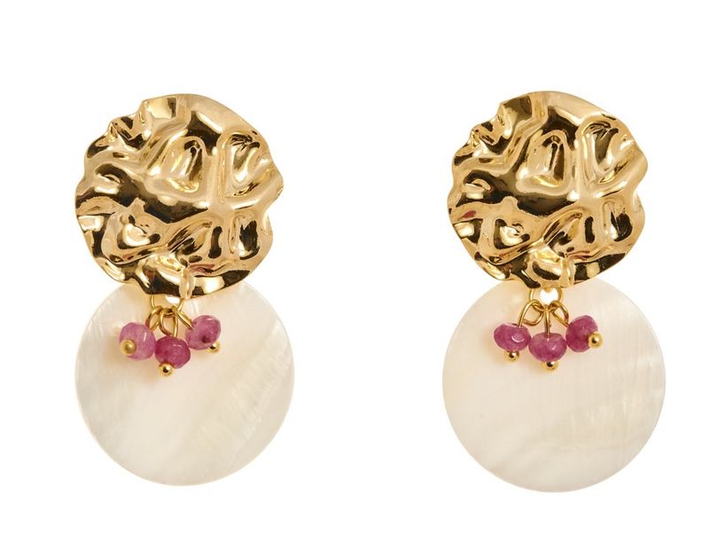 Pendientes Atenas Fucsia - Chapado en oro 18k