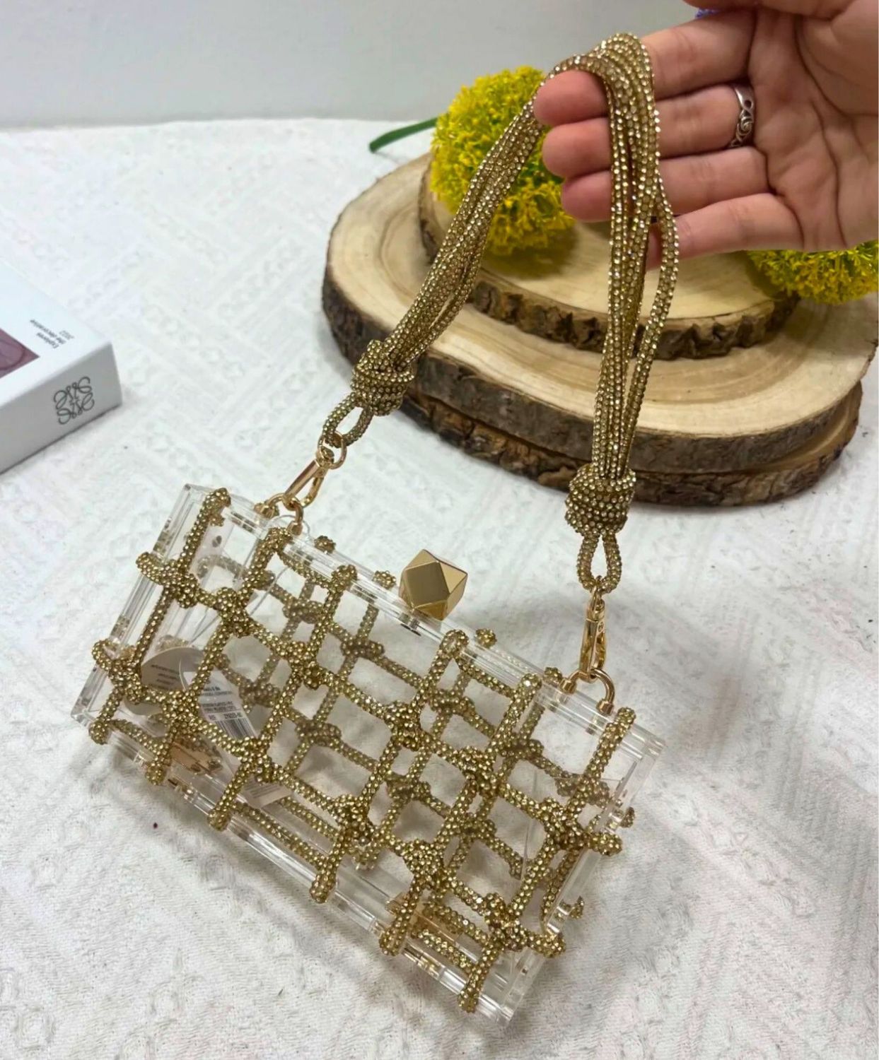 Bolso Dorado Transparente