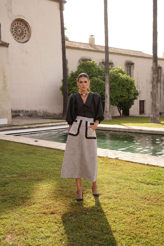 Falda Hortensia Print Marrón  - MAGNOLIA KOBUS