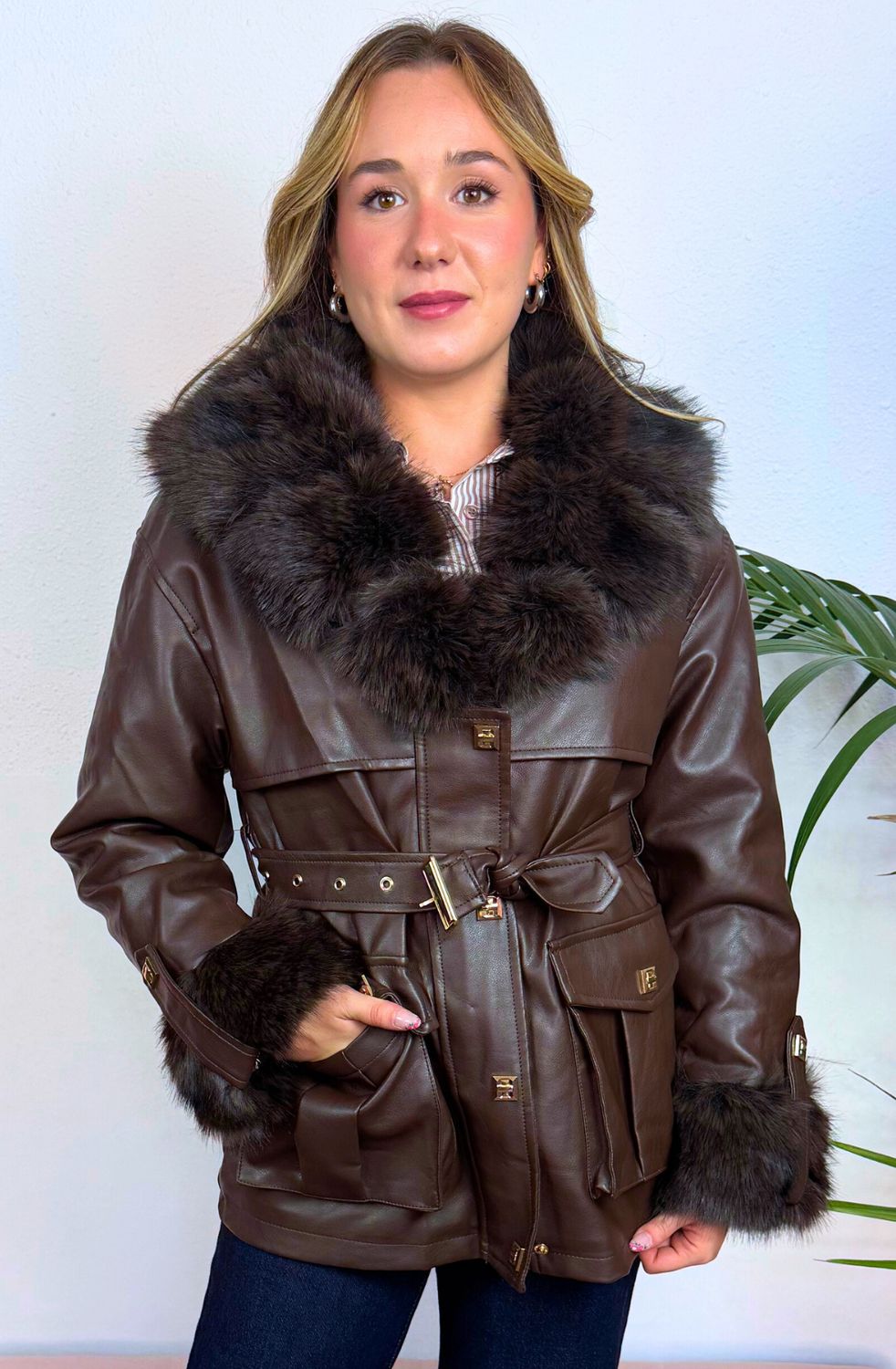 Chaqueta Polipiel pelo cuello