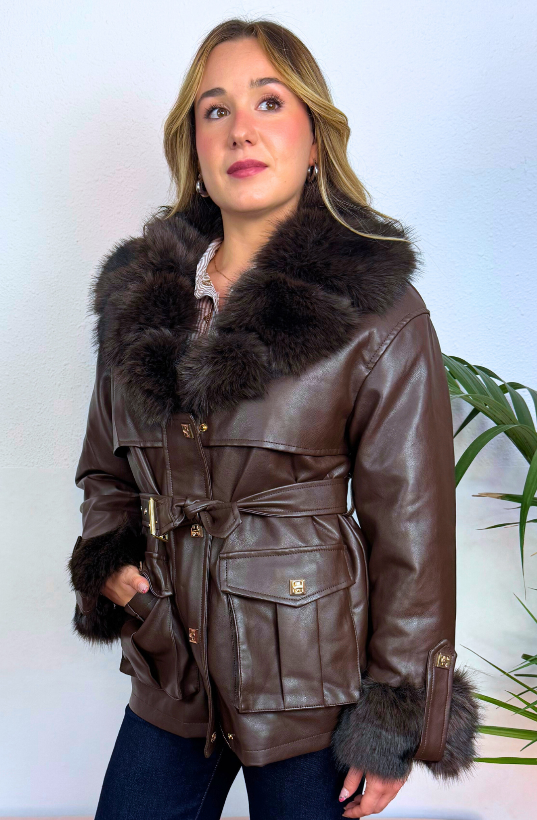 Chaqueta Polipiel pelo cuello