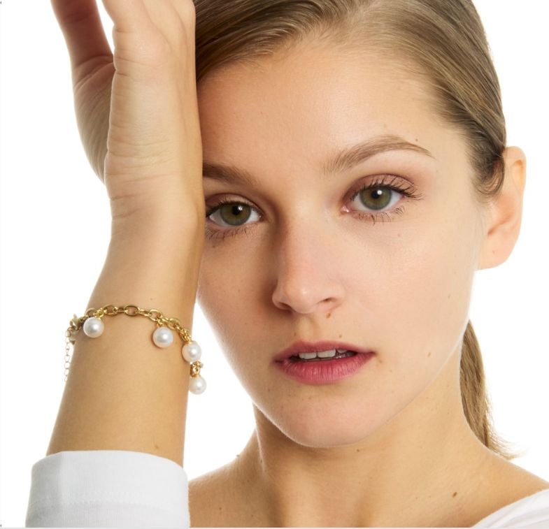 Pulsera Bolitas Perlas Dorada