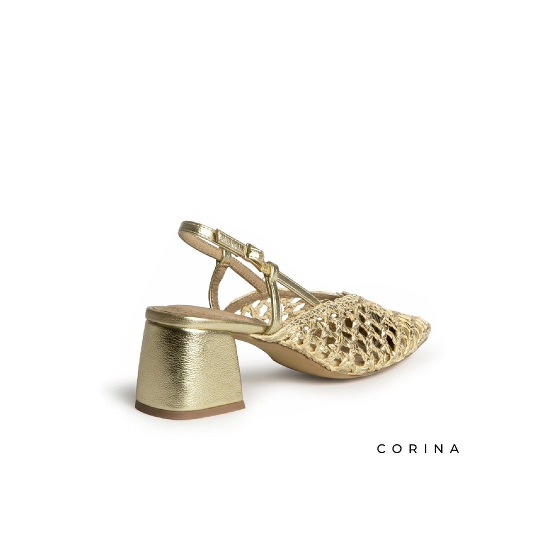 Zapato tacon trenzado- DORADO