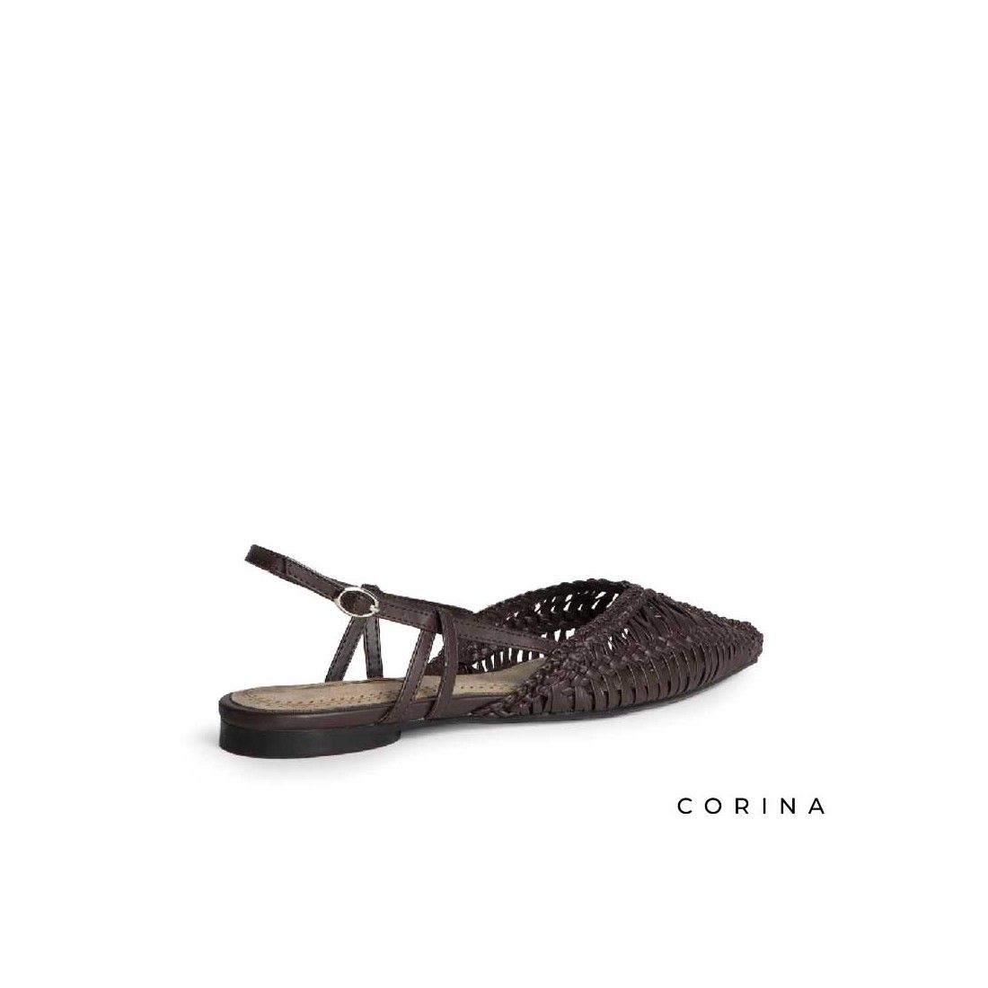 Zapato plano trenzado- MARRÓN