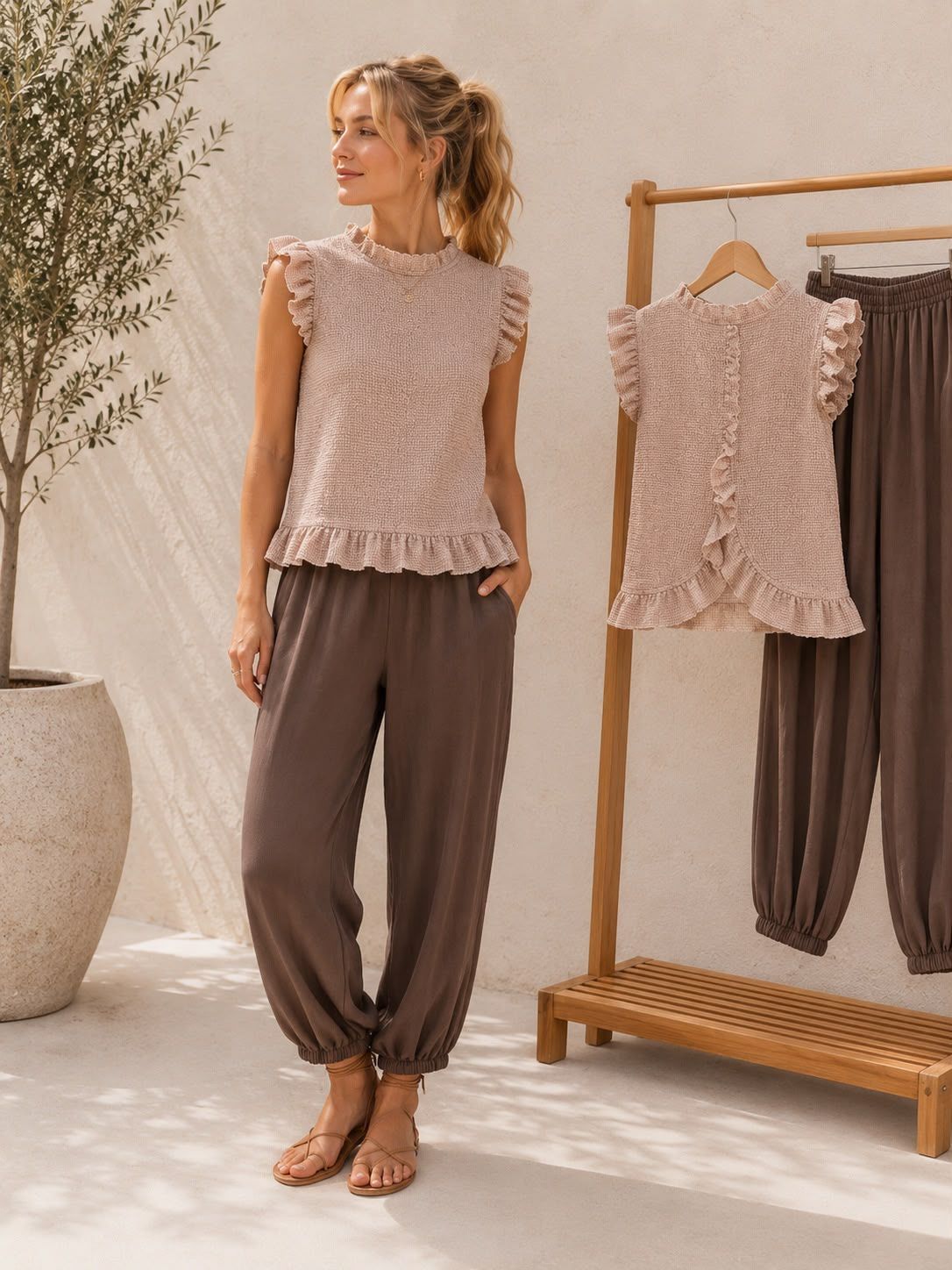 Blusa Cuadros Nude