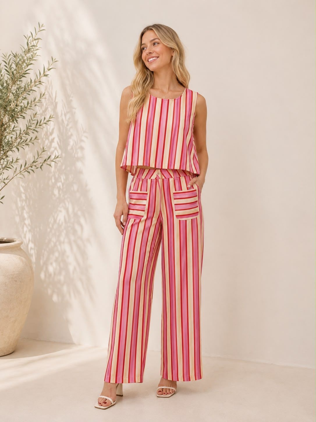 Pantalon Rayas Fucsia