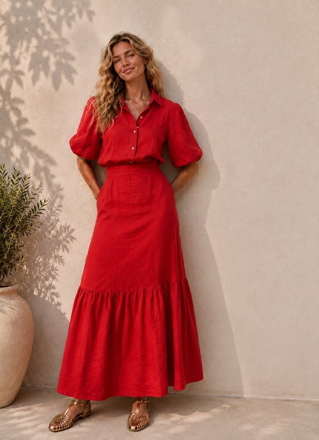 Camisa Lino Roja