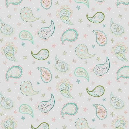 Gray Paisley Contour - Blissful Fabric Collection