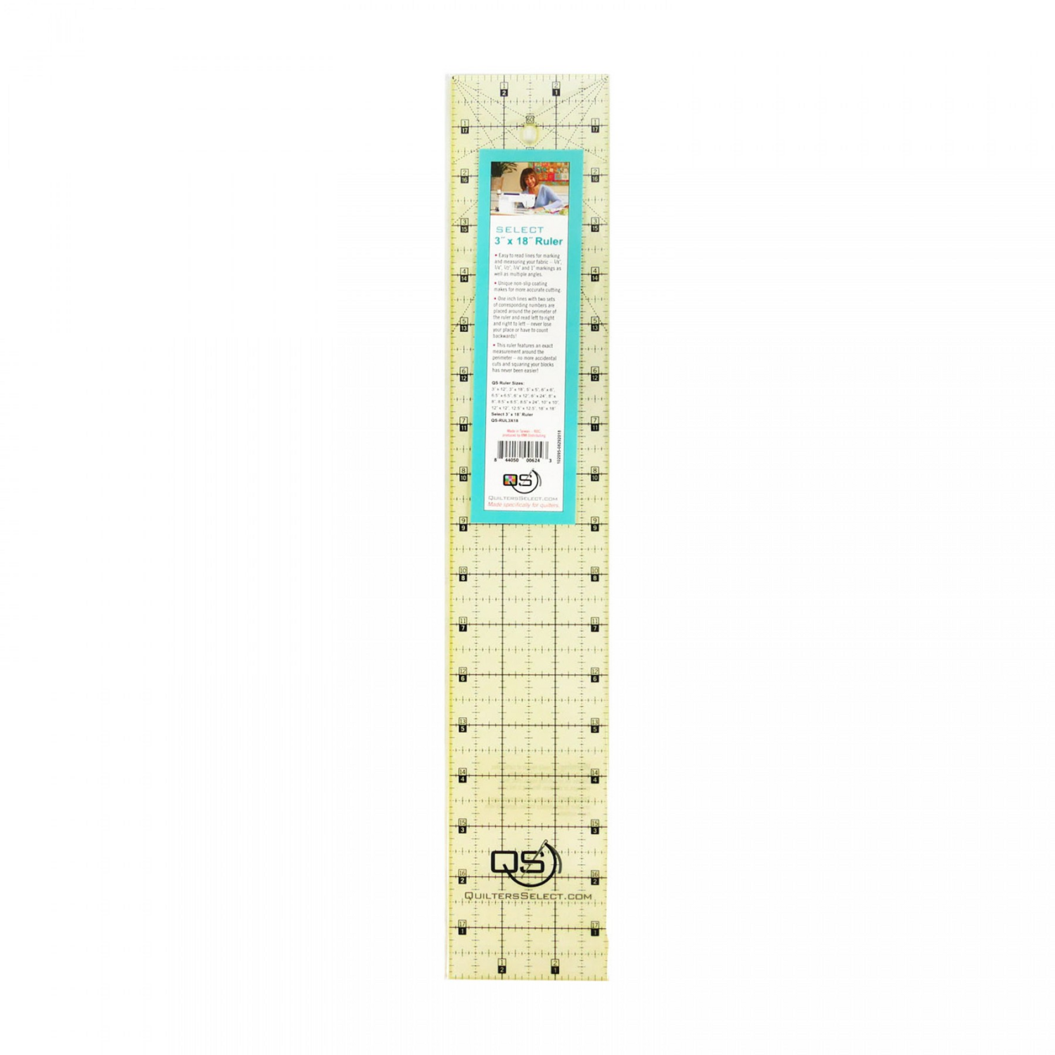QUILTERS SELECT Non-Slip 3"x18" Ruler
