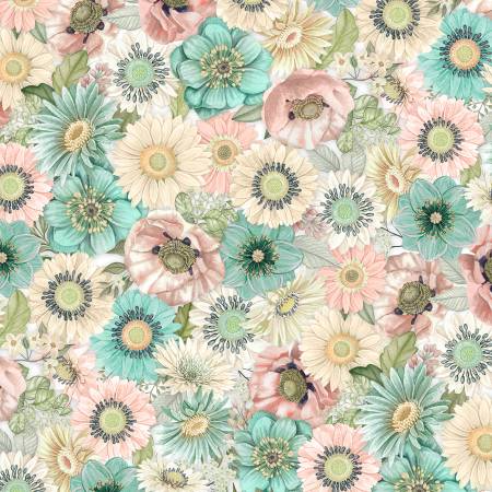 White Packed Floral - Blissful Fabric Collection