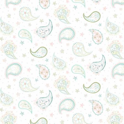 White Paisley Contour - Blissful Fabric Collection
