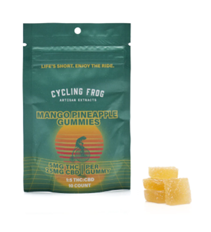 Cycling Frog Gummies - Mango-Pineapple Gummies, 5MG THC + 25MG CBD