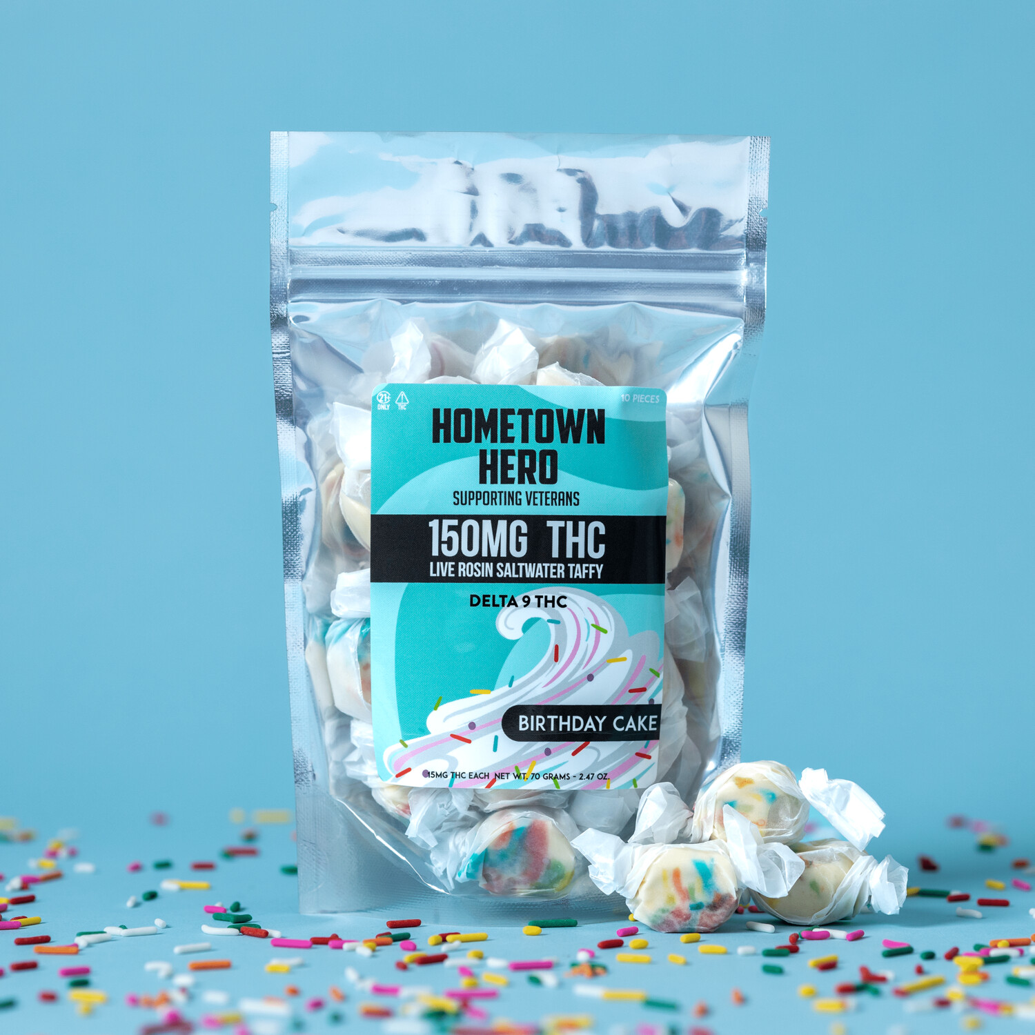 Hometown Hero Edibles THC "Birthday Cake" Taffy 15mg per pc