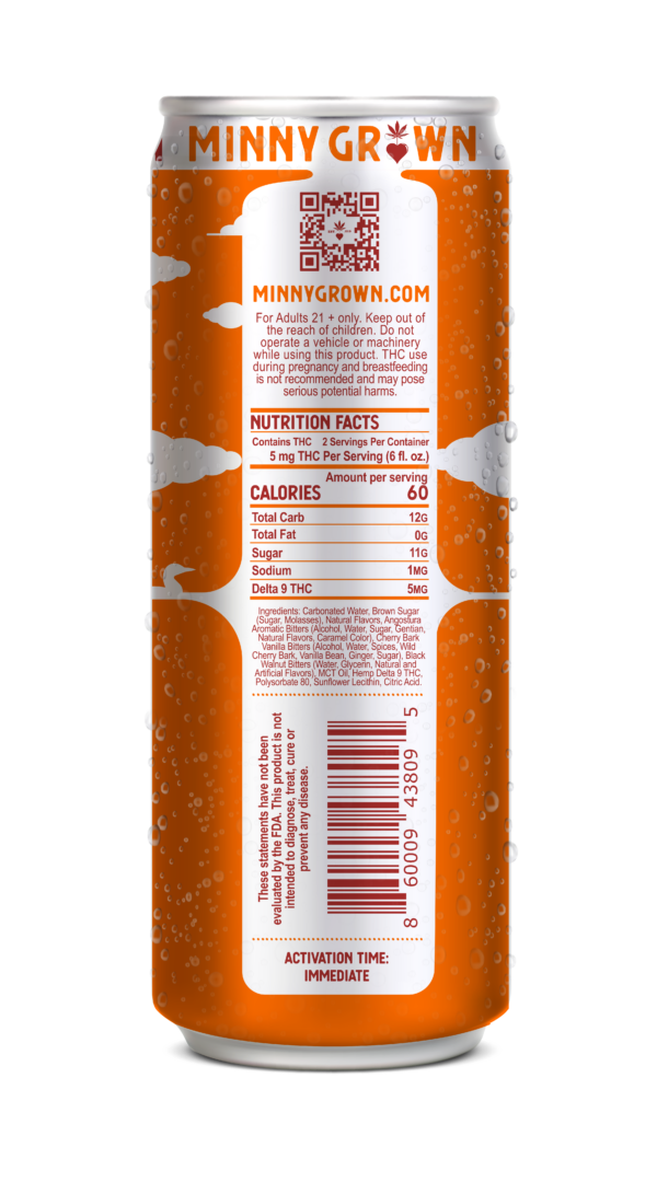 Minny Grown Beverage - Bold, Cold & Old Fashioned | Cannabis Cocktail 10mg/THC