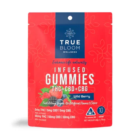 True Bloom Wellness Infused Gummies-Wild Berry 10 Count Bag