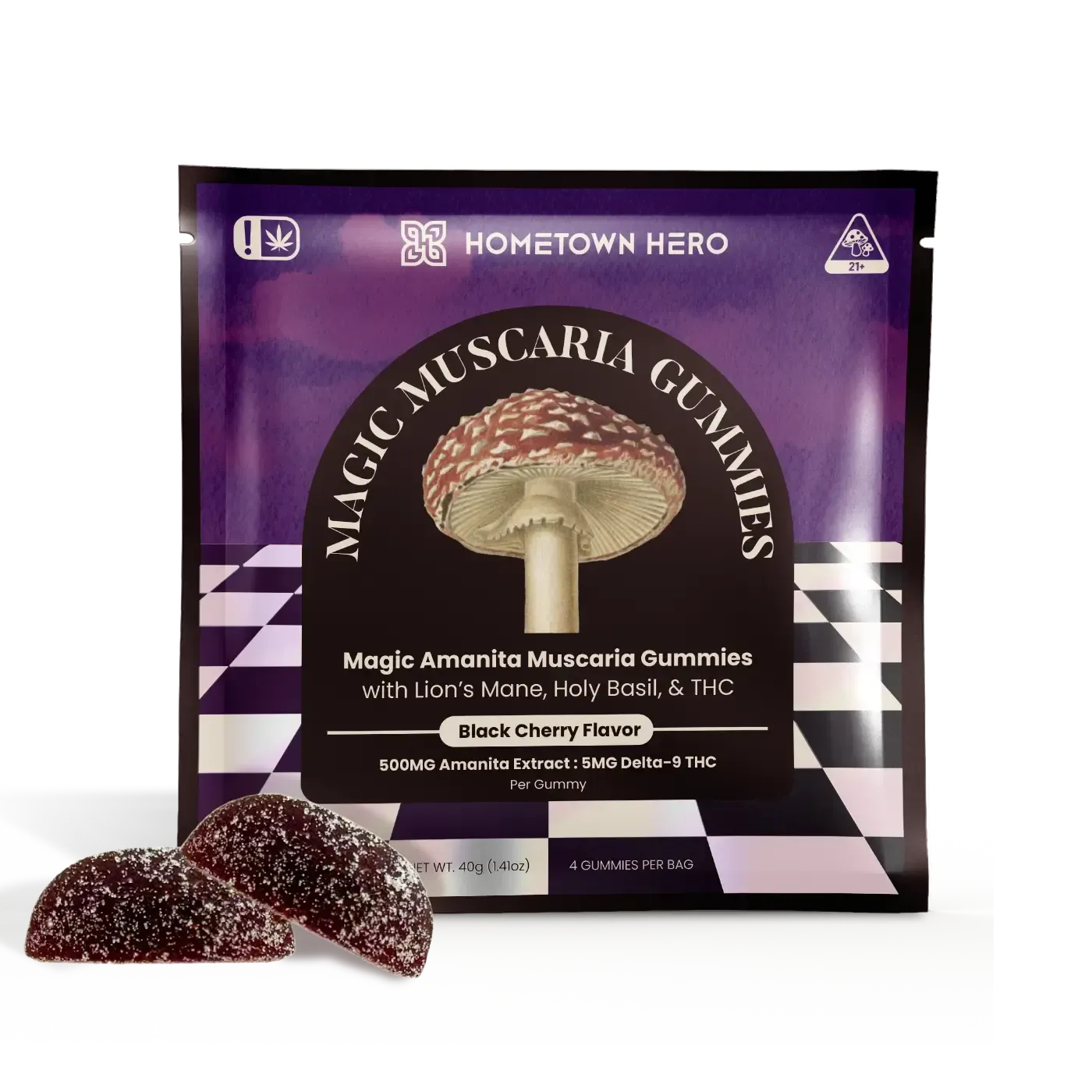 Hometown Hero Black Cherry - Magic Amanita Muscaria Gummies