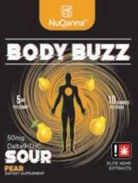 NuQanna Body Buzz Gummy - Sour Pear - 10 Pack - 50MG THC