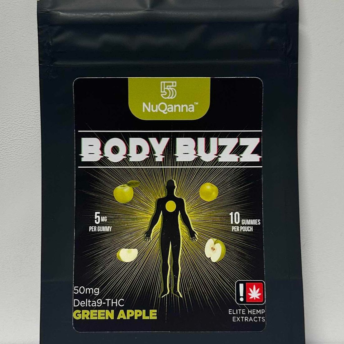 Nuqanna Body Buzz 50mg/THC Green Apple 10 count bag