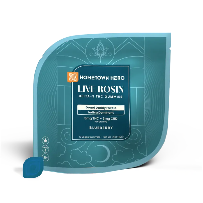 Hometown Hero Gummies - Live Rosin - Blueberry Grand Daddy Purple