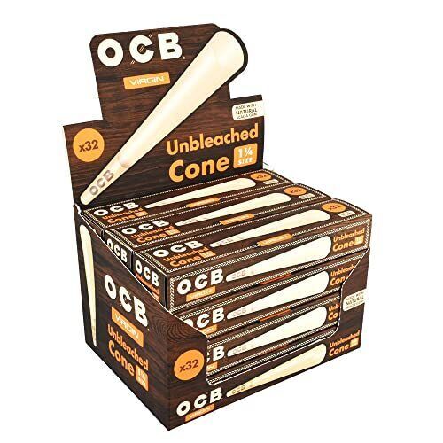 OCB Virgin Unbleached Cones 1 1/4 Size (1 Pack of 32 Cones)